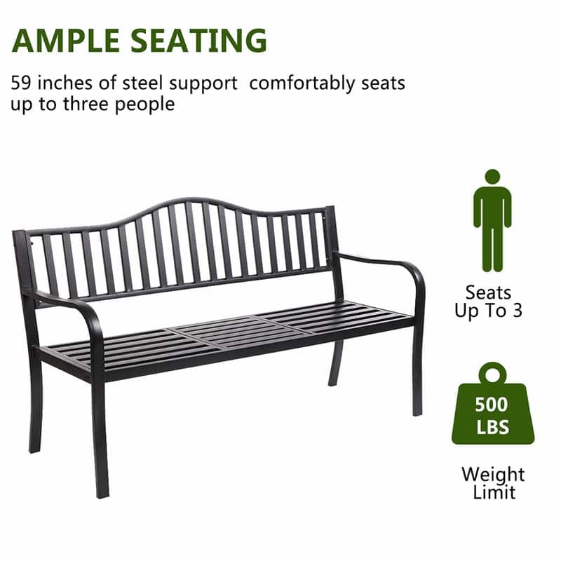 59 in. Outdoor Patio Garden Decorative Cast Iron Bench