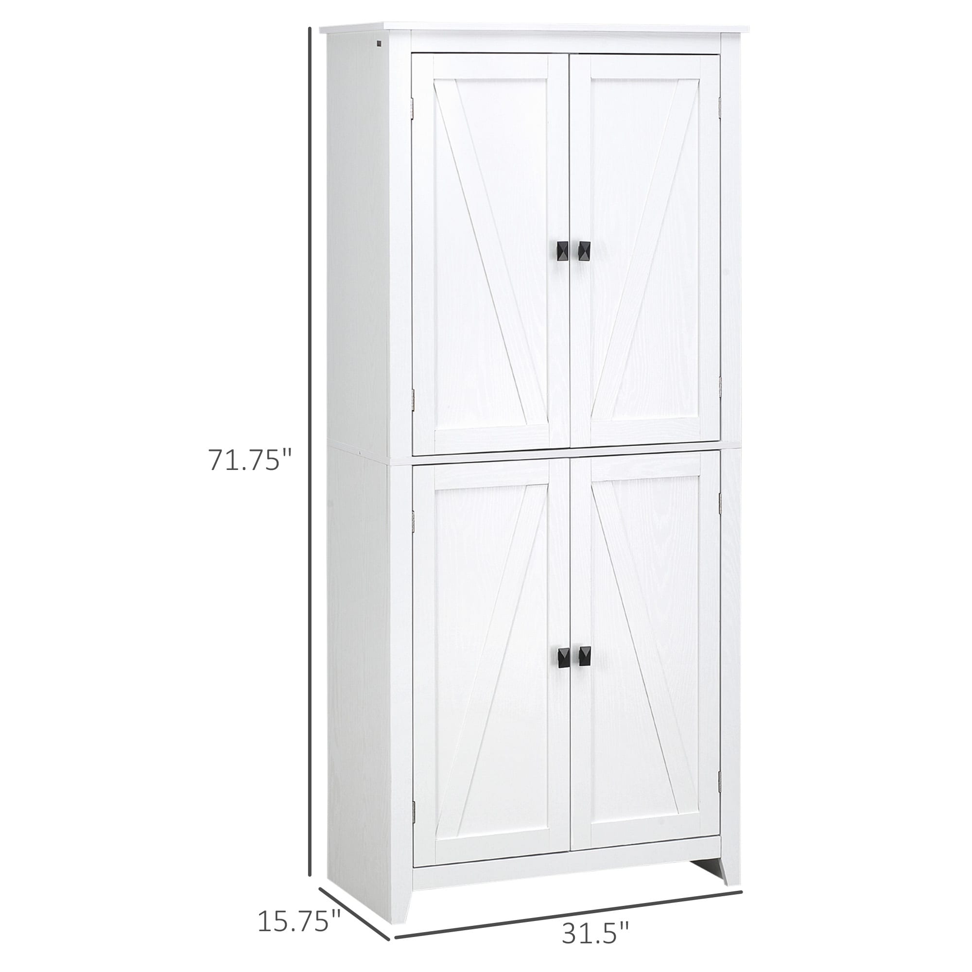 Homcom 72 Freestanding Kitchen Pantry, 4-Door Storage Cabinet