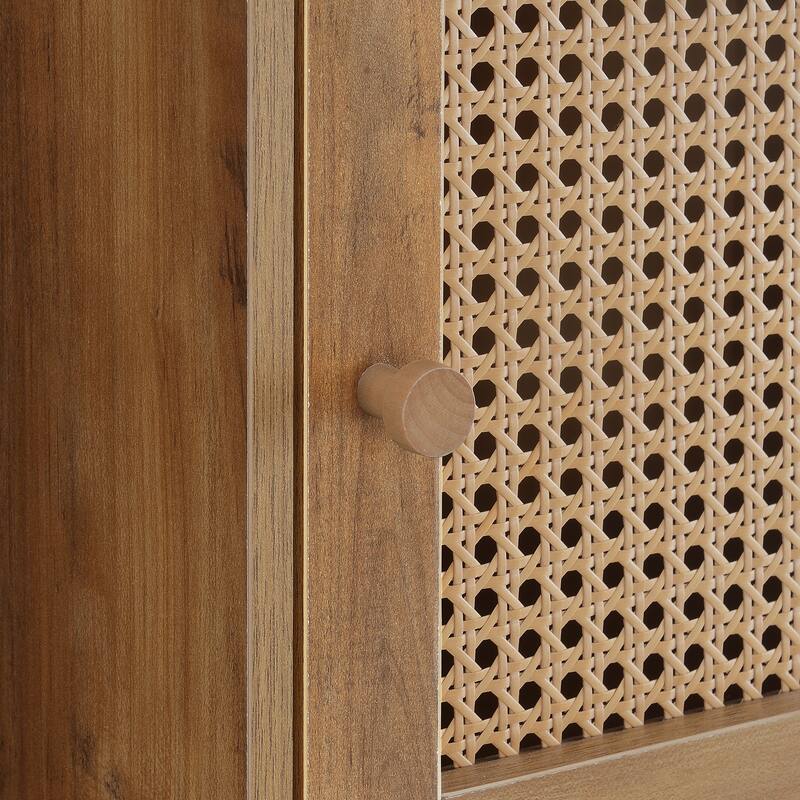 Convenience Concepts Xtra Storage Boho Weave 3 Door Cabinet with Shelf