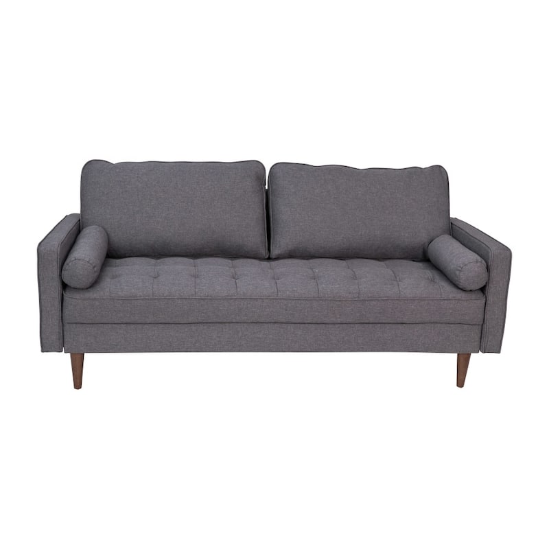 Compact Upholstered Tufted Sofa with Wooden Legs