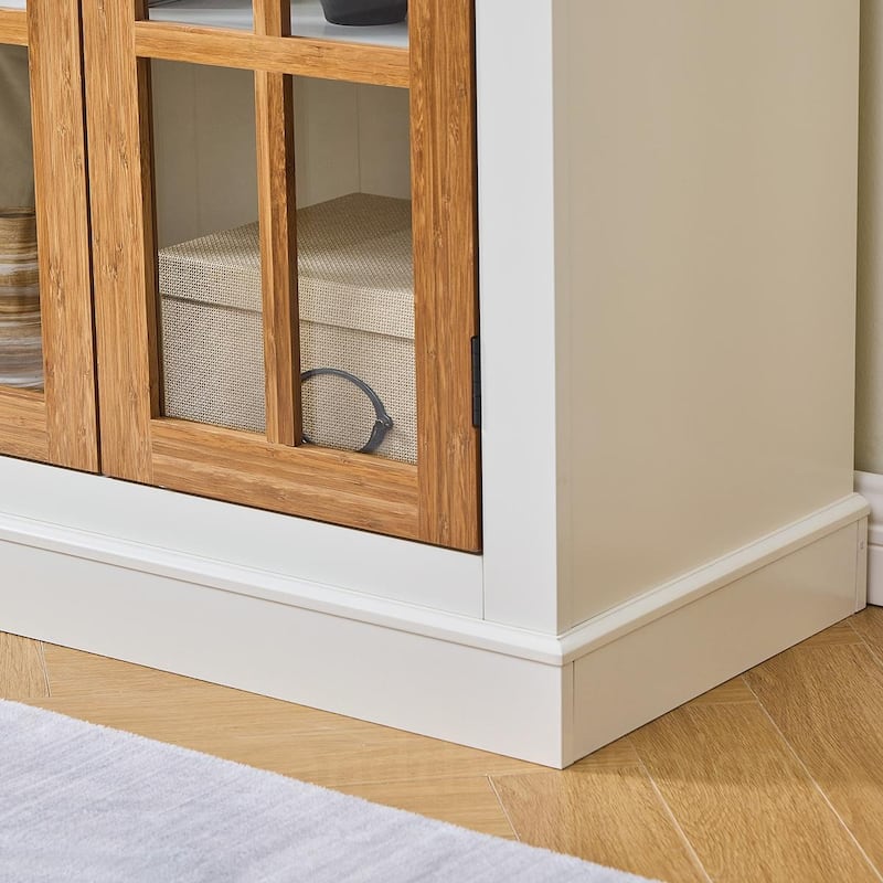 Glass Door Tall Storage Cabinet
