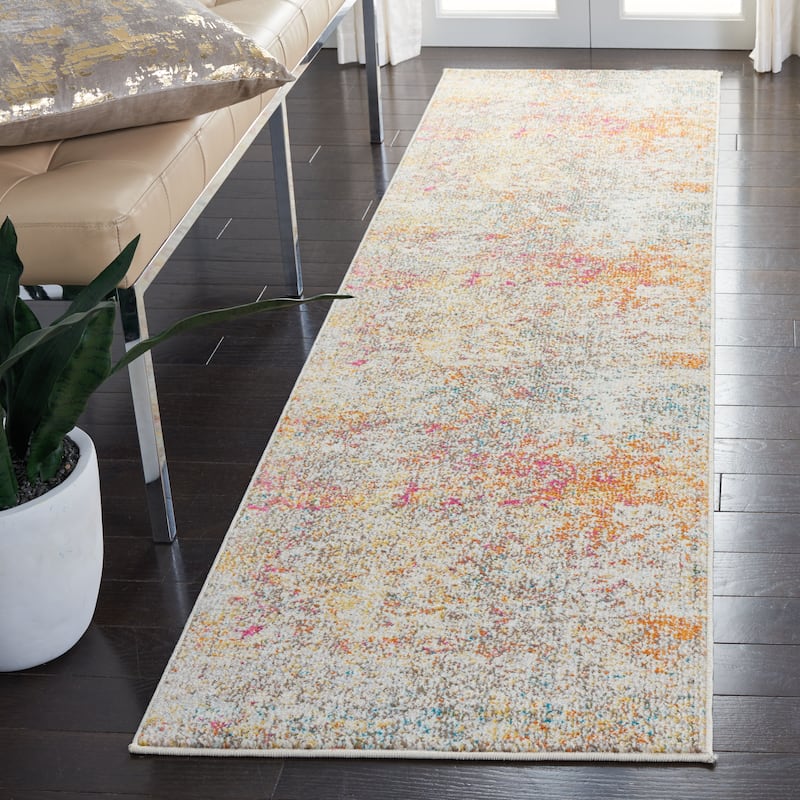 SAFAVIEH Madison Loane Modern Abstract Rug - 2'2" x 14' Runner - Grey/Turquoise - Runner