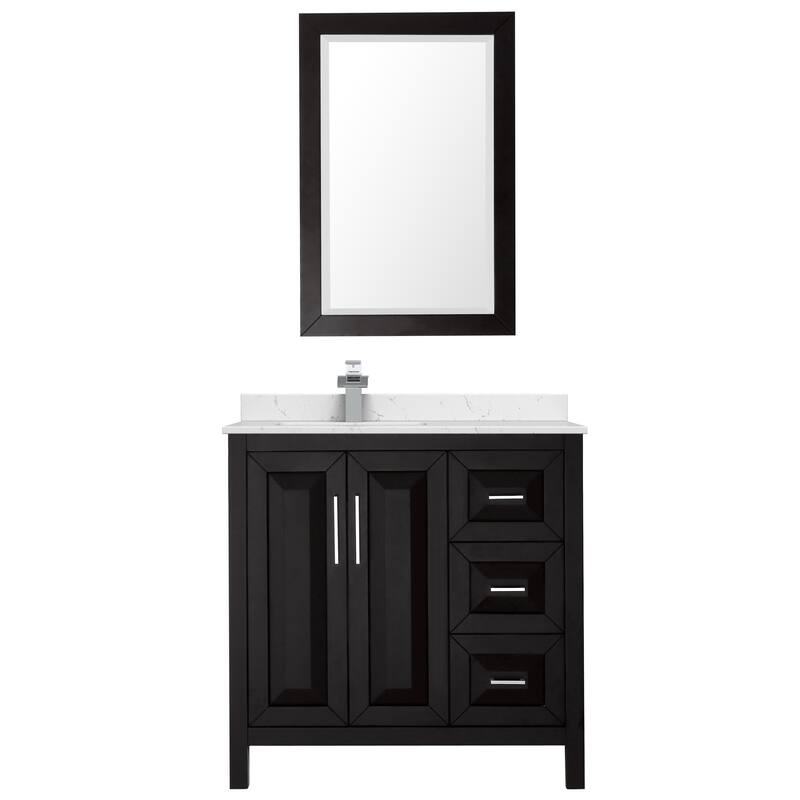Daria 36-inch Single Vanity, Cultured Marble Top, 24-inch Mirror