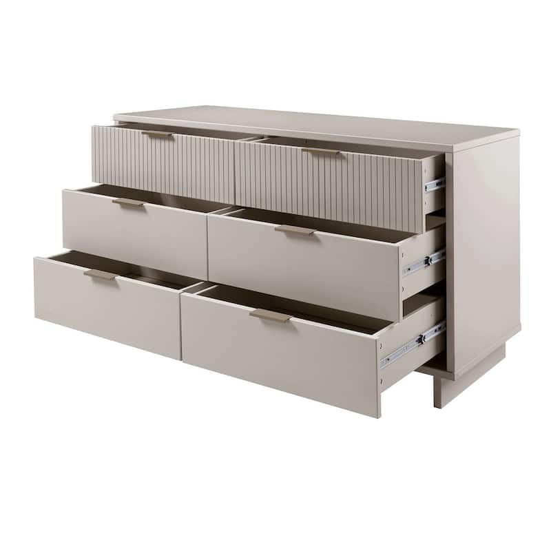 Manhattan Comfort Granville 55.07" Modern Double Wide 6 Drawer Dresser