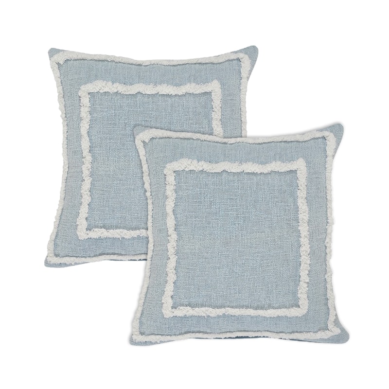 Sevita Bordered Cotton Throw Pillow, Set of 2 - Blue