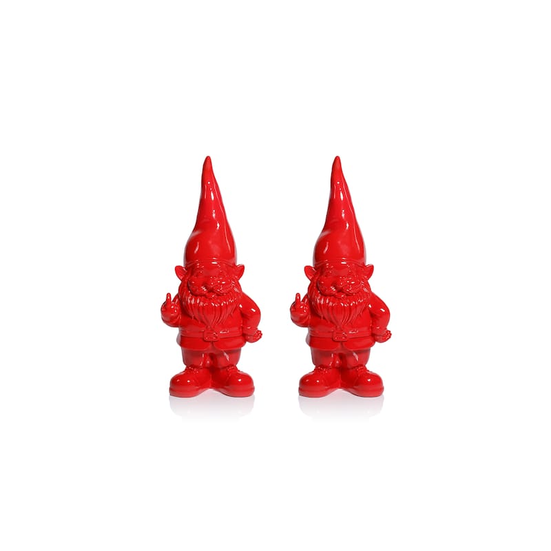 Whimsical Fun Gesture 9" Tall Gnome Holiday Tabletop Figurines, Set of 2