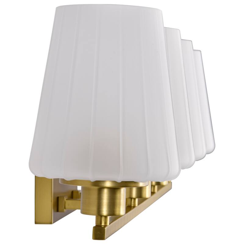 Lune 4 Light Vanity Vintage Brass Finish Etched White Glass - Vintage Brass