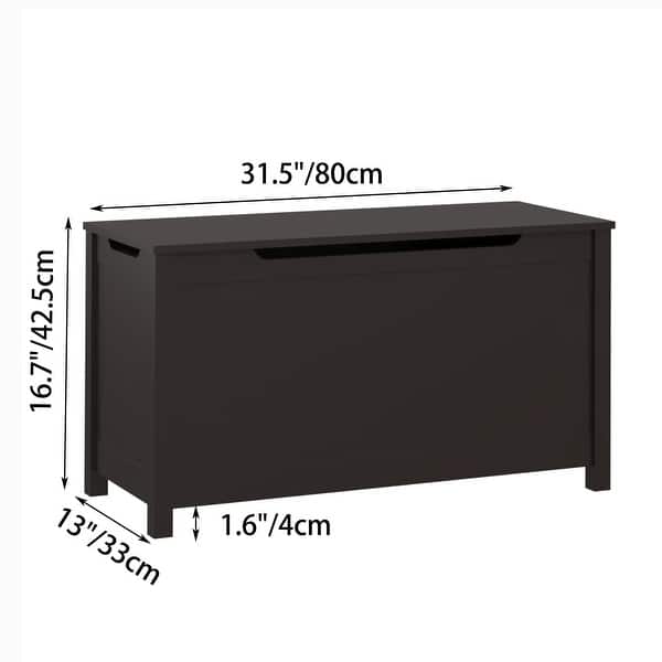 dimension image slide 2 of 3, Kids Wooden Toy Box Storage with Safety Hinged Lid