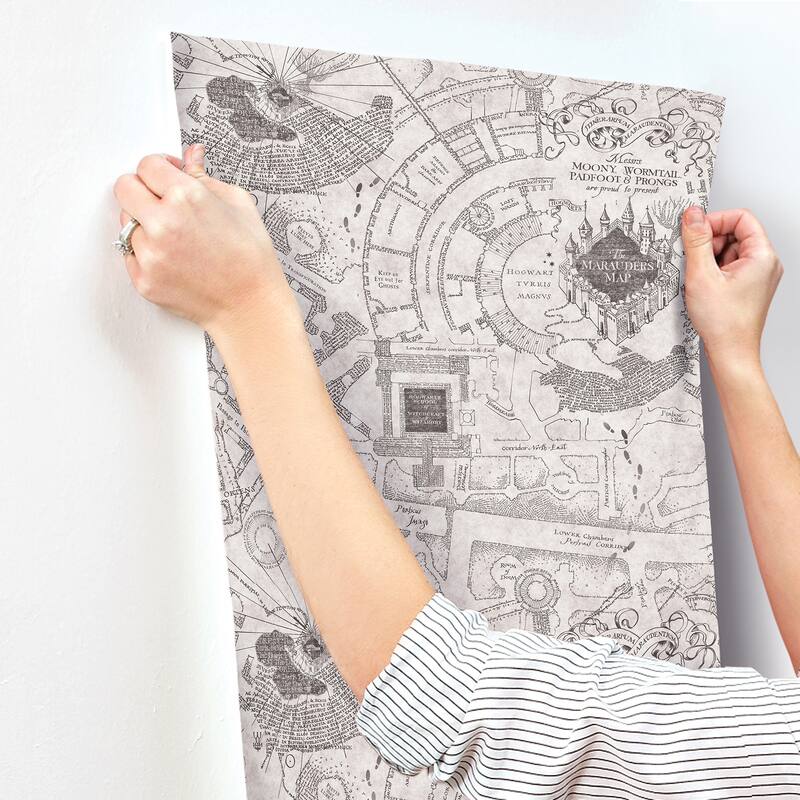 Grey Harry Potter Marauder's Map Peel and Stick Wallpaper by RoomMates