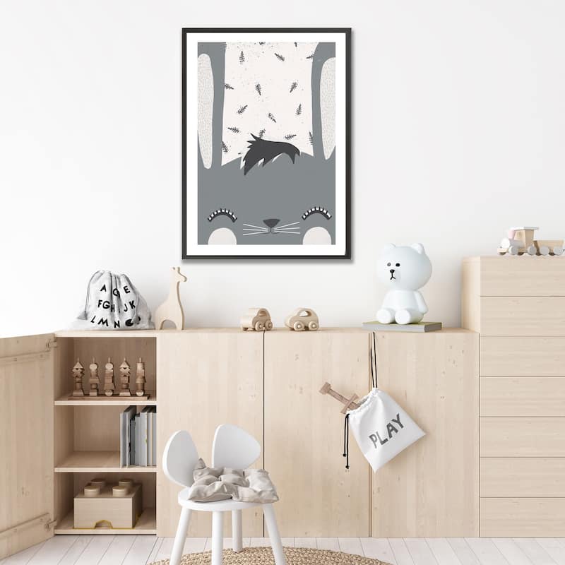 Kids Framed Art Print Little Bunny by Treechild - Multi-Color