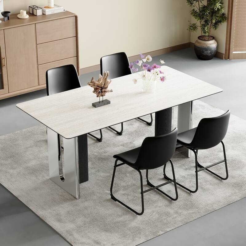 4Pcs Suede Dining Chairs, Bar Stools for Industrial and Vintage Style