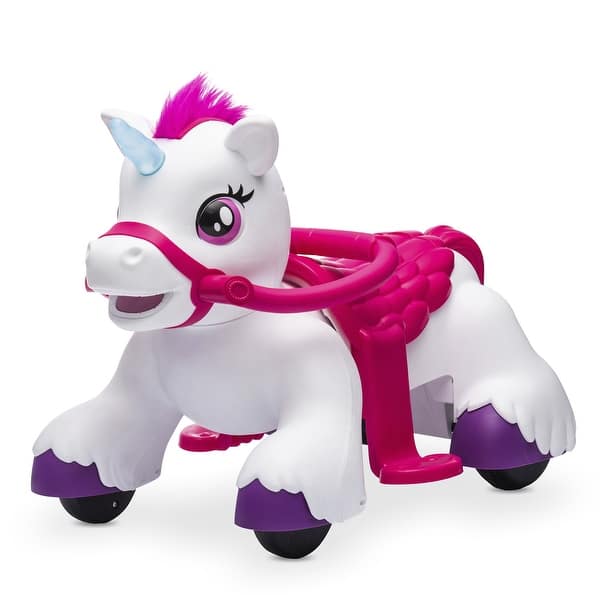 slide 2 of 10, Kidzone 12V Electric Unicorn Ride-On Car, White/ Purple