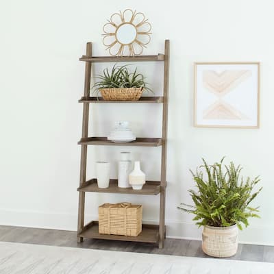 Liberty Furniture Americana Farmhouse Leaning Pier Wood Bookcase - Width 32" x Depth 16" x Height 74"