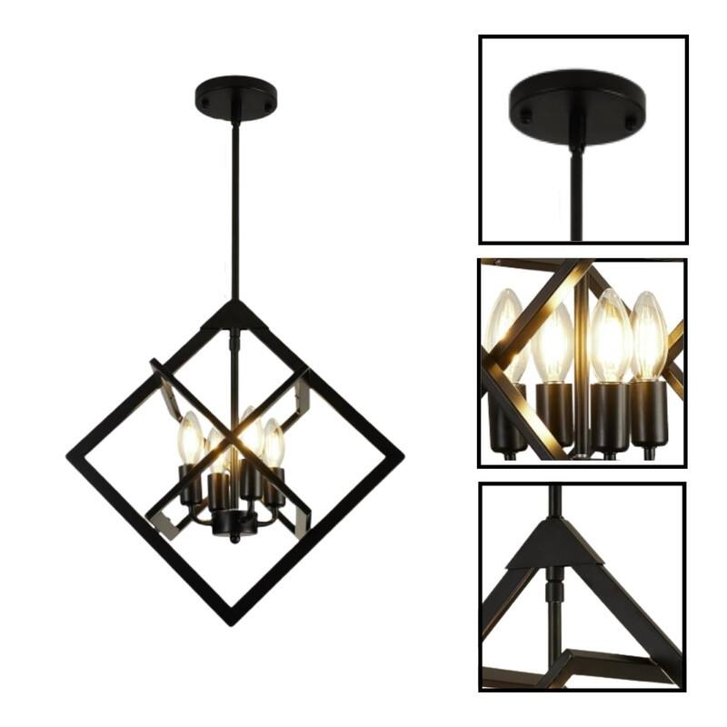 4 Light bulbs light matte black hanging light metal pendant light