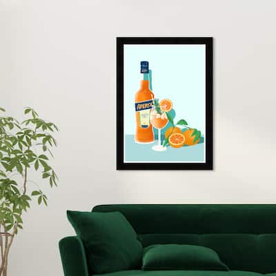 Wynwood Studio 'Citric Drink' Drinks and Spirits Wall Art Framed Print Liquor - Blue, Orange