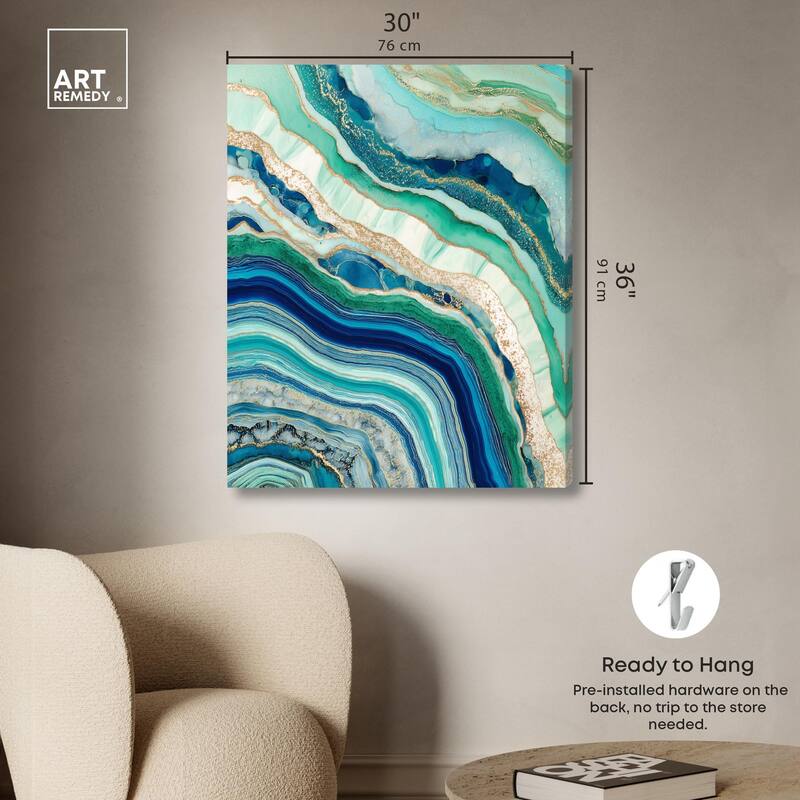 Blue Green Abstract Agate II Canvas by Art Remedy, Gallery Wrapped