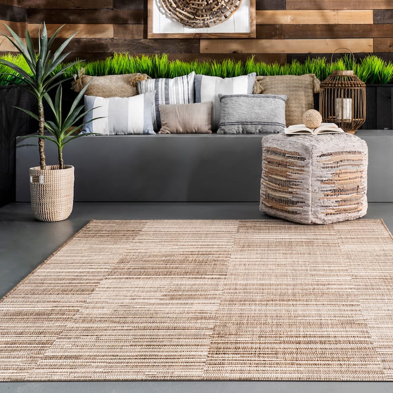 Nuloom Beige Modern Shingles Outdoor Area Rug