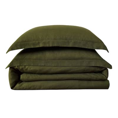 Brooklyn Loom Natural Flax Linen 3-piece Duvet Cover Set