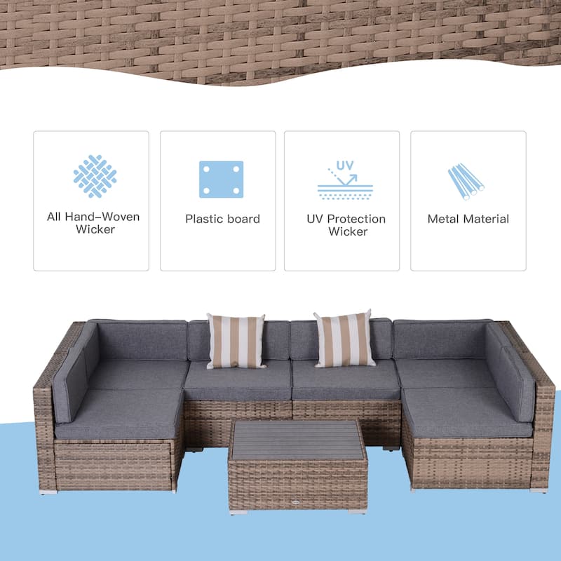 Outsunny 7-Piece Outdoor Wicker Patio Furniture Set