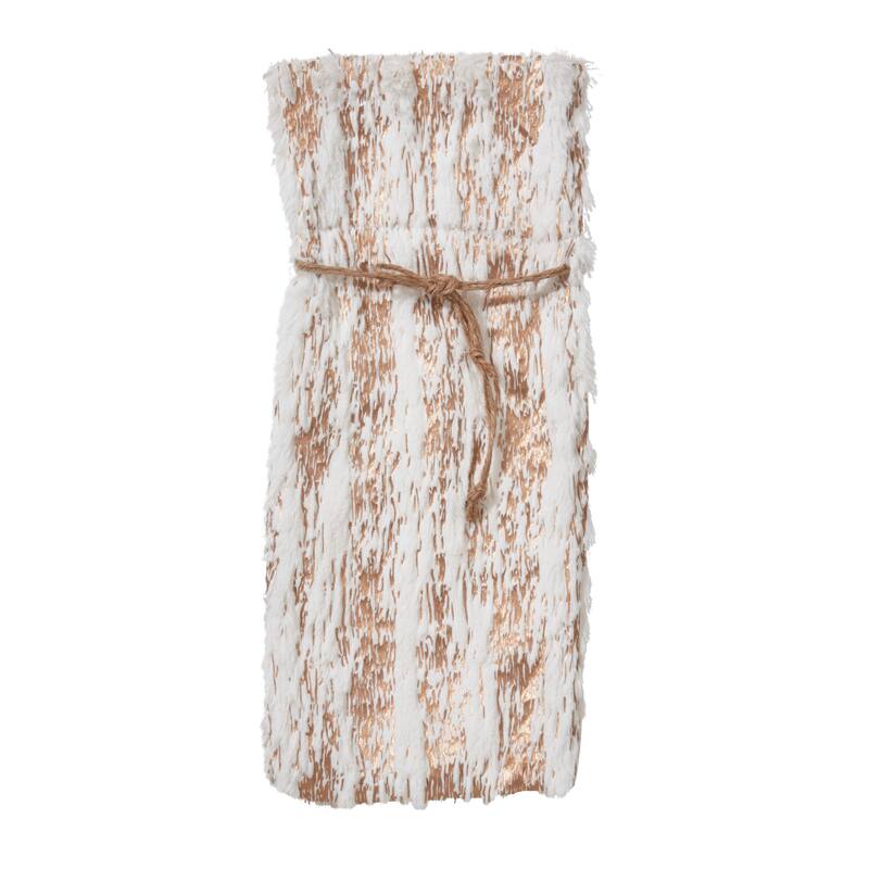 Faux Fur With Brushed Metallic Foil Print Bottle Bag - Gold - Set of 12