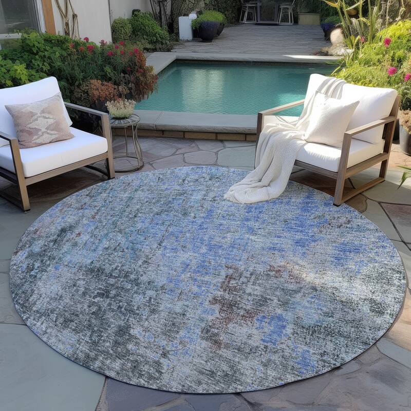 Machine Washable Indoor/ Outdoor Chantille Solid Ombre Rug
