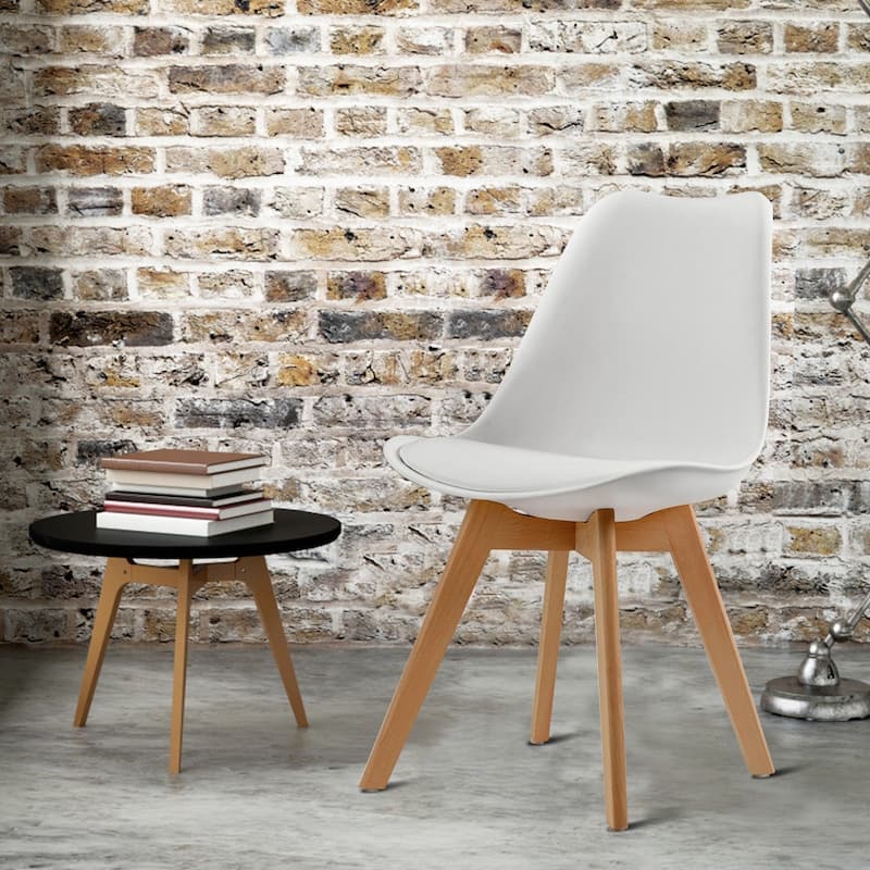 Modern Dining Chair Set of 4 with Soft Padded Seats and Solid Wood Legs for Home or Cafe - 19" x 20.5" x 33" ( W x D x H )