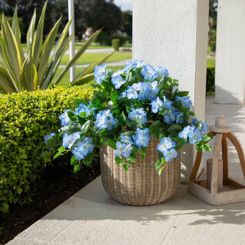 24-in UV Resistant Artificial Hydrangea Hanging Plant - Set of 2