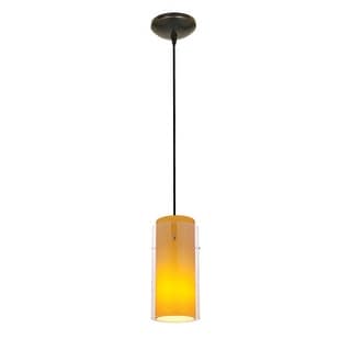 Access Lighting Glass`n Glass Cylinder Pendant - Cord - Oil Rubbed Bronze Finish - Clear Amber Glass Shade