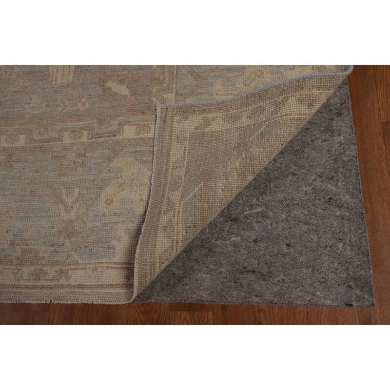 Transitional Oushak Turkish Area Rug Hand-Knotted Grey Wool Carpet - 9'1"x 11'8"