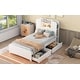 preview thumbnail 18 of 26, Twin Storage Platform Bed with LED Headboard, Drawers, & Shelves, Natural