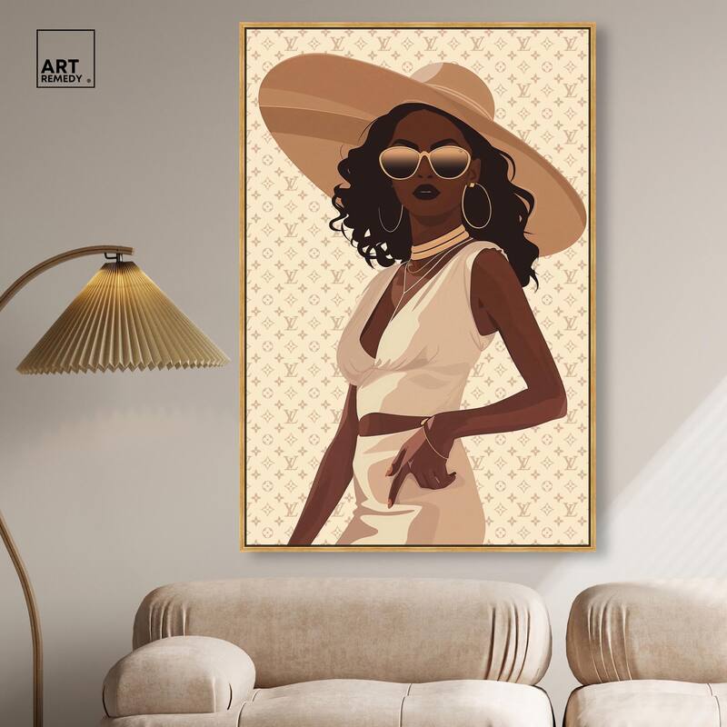 Stylish Gal in Tans Canvas by Art Remedy