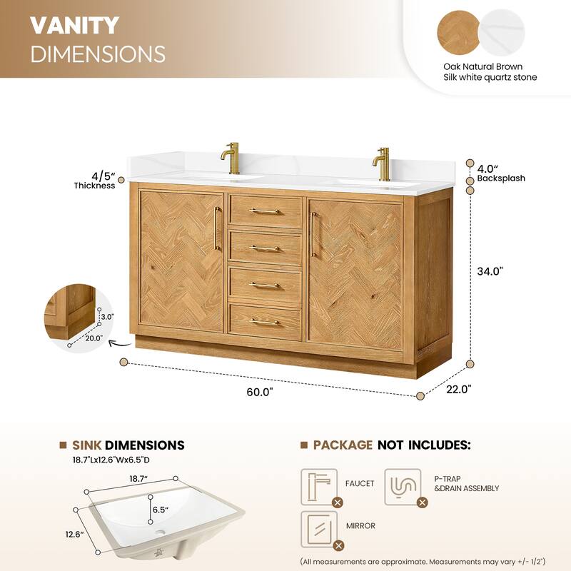 Jakarta Bath Vanity with Quartz Stone Top without Mirror