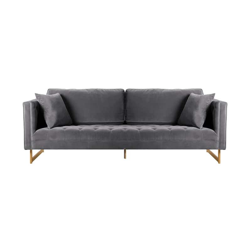 Lenox Velvet 90" 3-Seater Sofa with Brass Legs