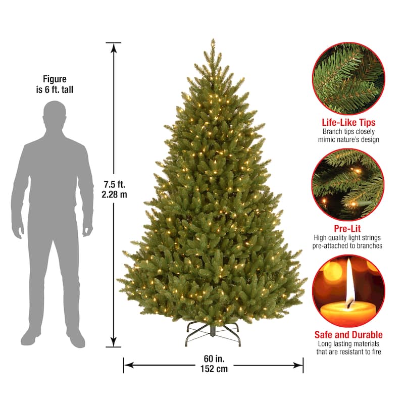 National Tree Company 7.5 ft. Natural Fraser Fir Hinged Tree with 1000 Clear Lights