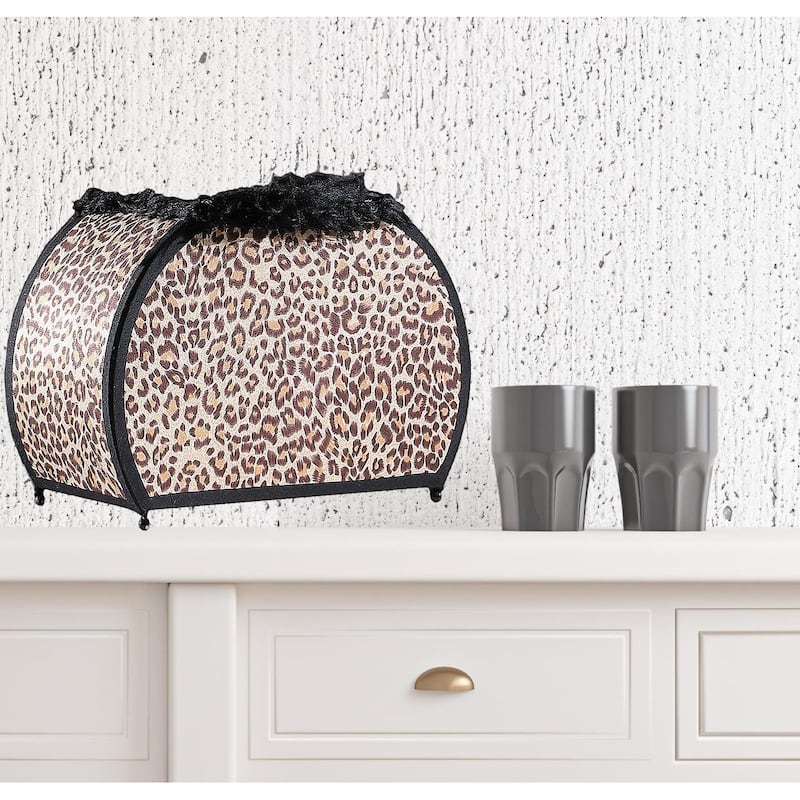 HomeRooots Brown and White Funky Leopard Pattern Novelty Table Lamp - 5