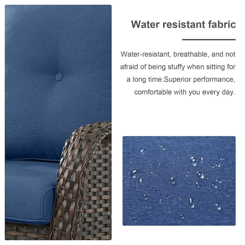 ArcoBay Wicker PE Rattan Outdoor Patio Swivel Glider Chairs with 4'' Olefin Cushions (2-Pack)