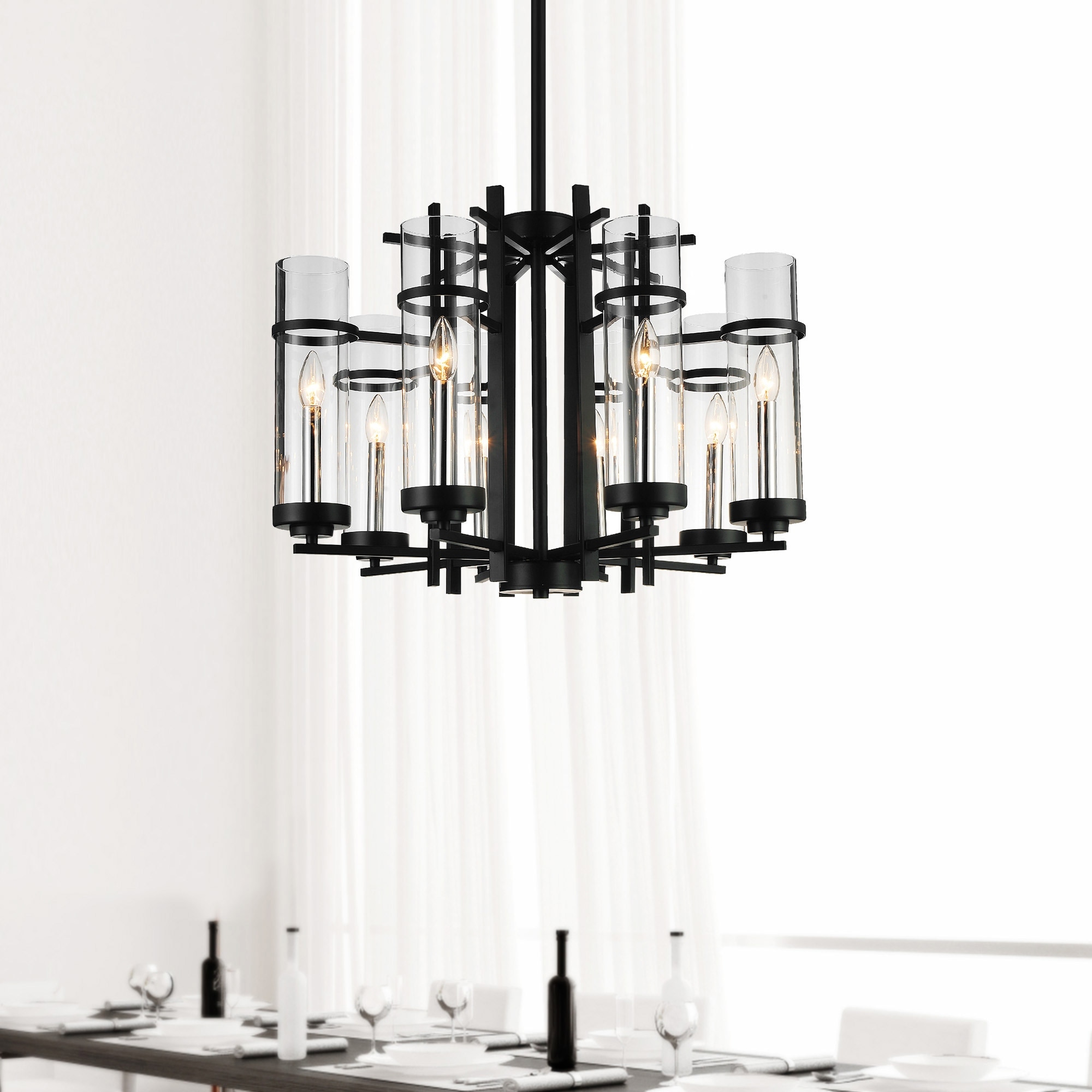 CWI Lighting Sierra 8 Light 26in Black Chandelier