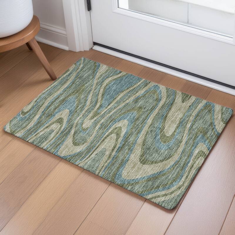 Machine Washable Indoor/ Outdoor Abstract Busey Chantille Rug
