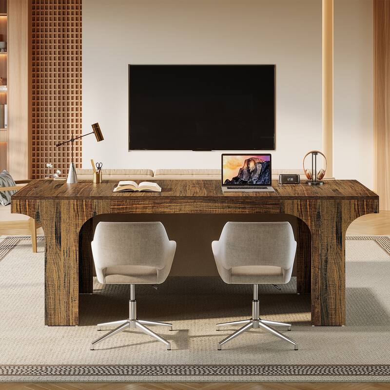 70.87" Executive Office Desk, Large Workspace Computer Desk, Simple Business Writing Table Simple Business for Home Office