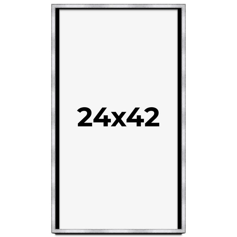 24x42 Shadow Box Frame Silver | 1.375 Inches Deep Real Wood