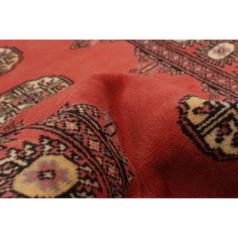 ECARPETGALLERY Hand-knotted Peshawar Bokhara Coral Wool Rug - 2'7 x 10'6