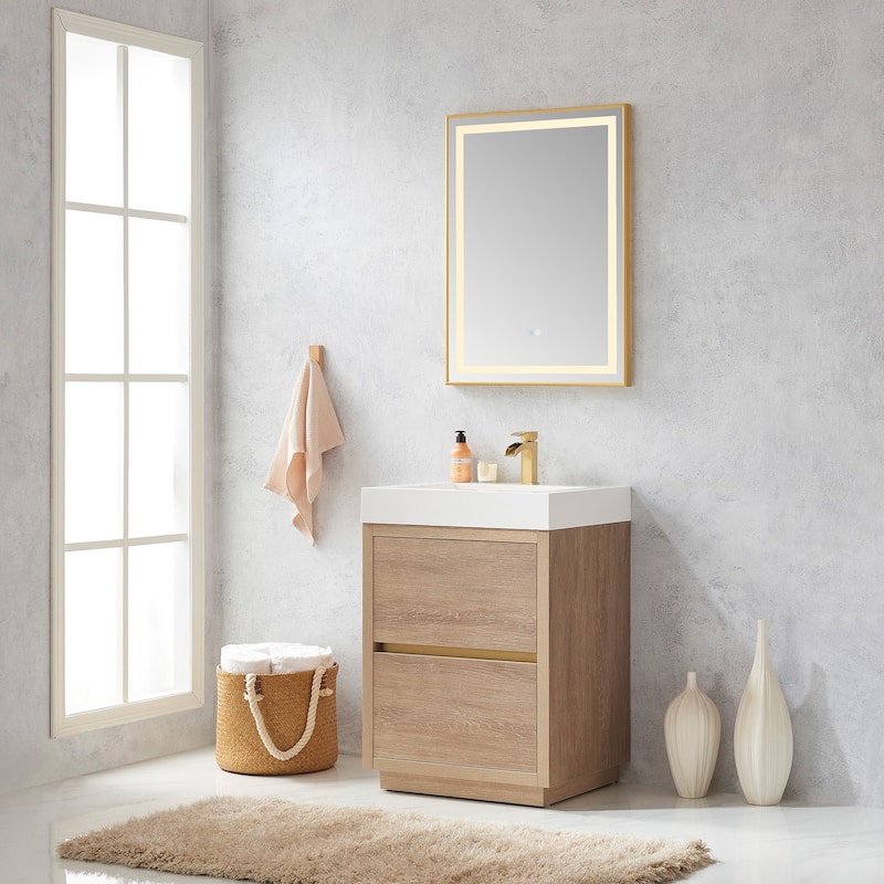 Huesca 24" Single Sink Bath Vanity with White Sink Top and Mirror