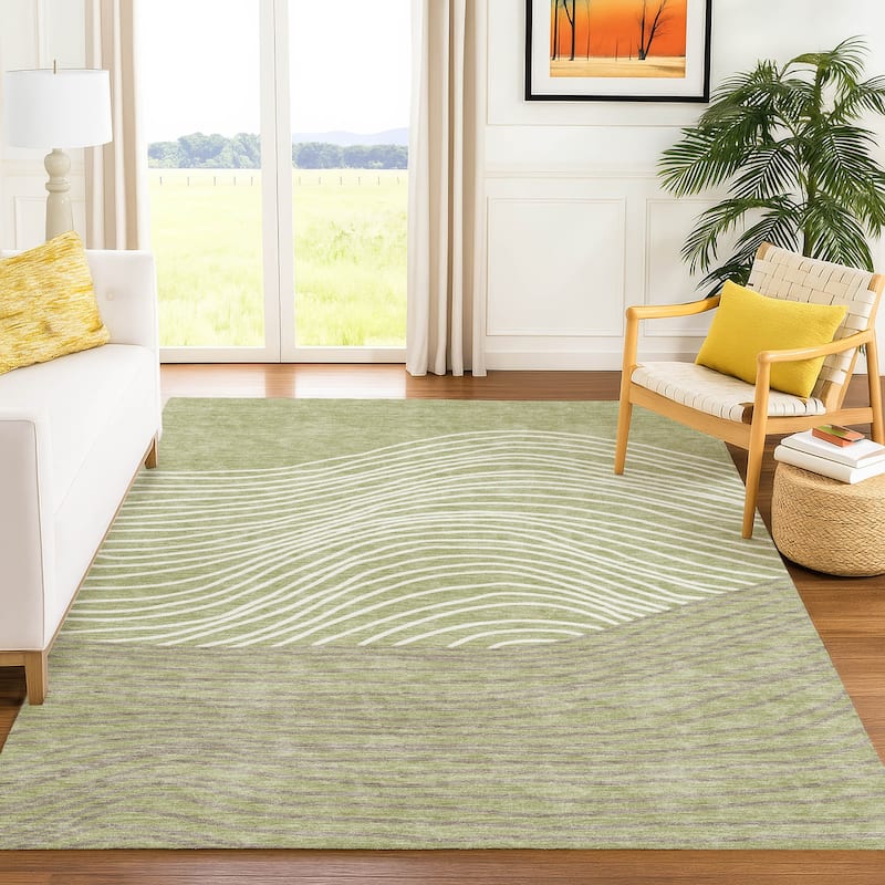 Machine Washable Indoor/ Outdoor Modern Arches Chantille Rug