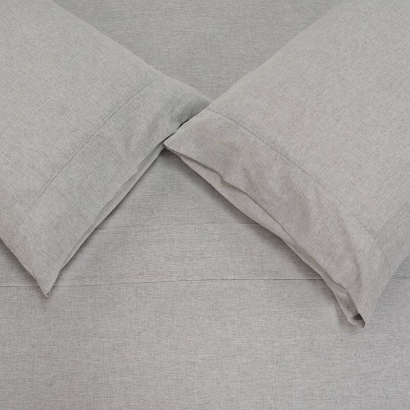 Jennifer Adams Lux Enzyme-Washed Triple-Brushed Signature Soft Sheet Set - Cal. King 4pc. - Heather Gray