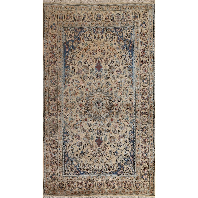 Clearance Antique Floral Nain Persian Wool Area Rug Hand-knotted - 3'10" x 6'6"