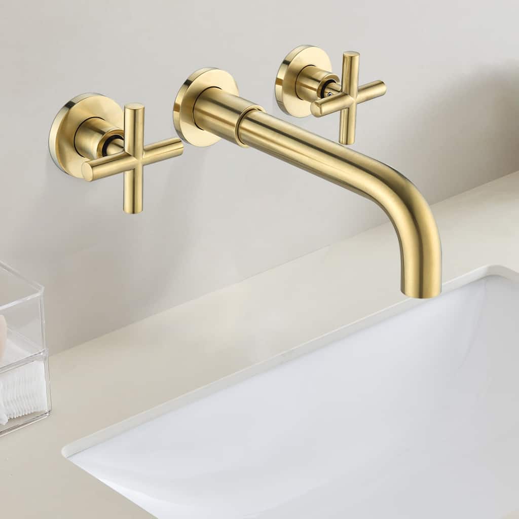 Topcraft Wall Mount Classic Cross Handle Bathroom Faucet