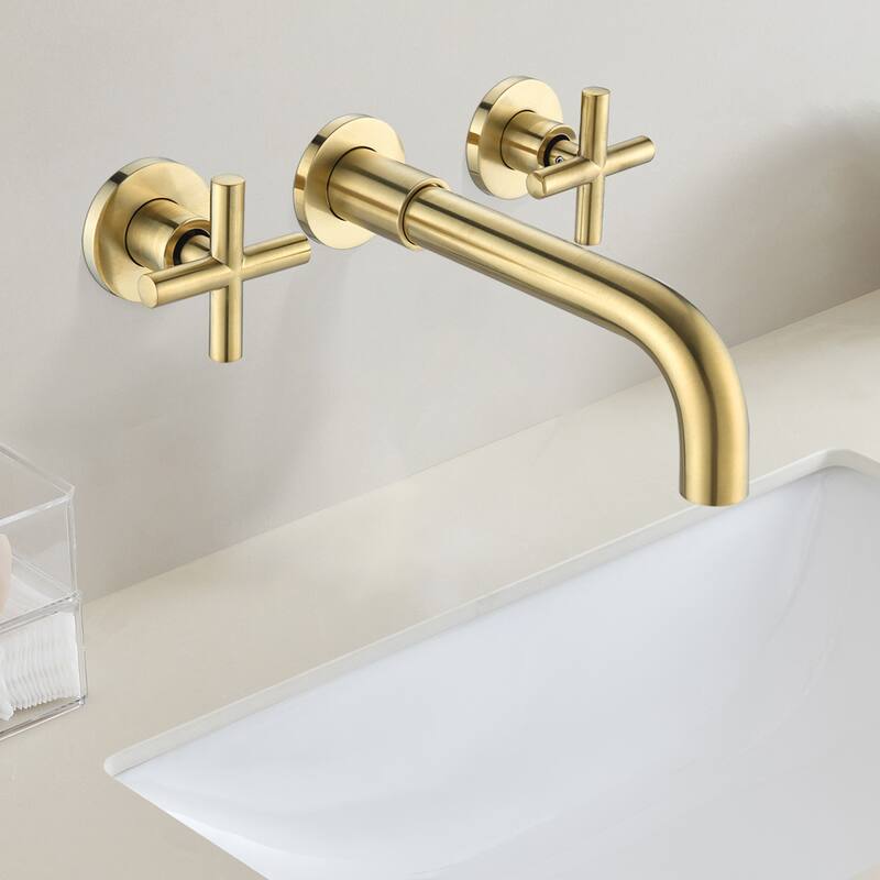 Topcraft Wall Mount Classic Cross Handle Bathroom Faucet