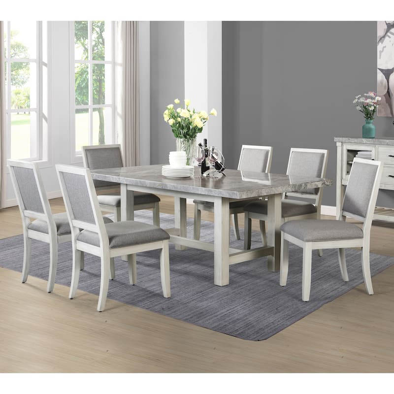 Steve Silver Cardella Marble Top 7-Piece Dining Set