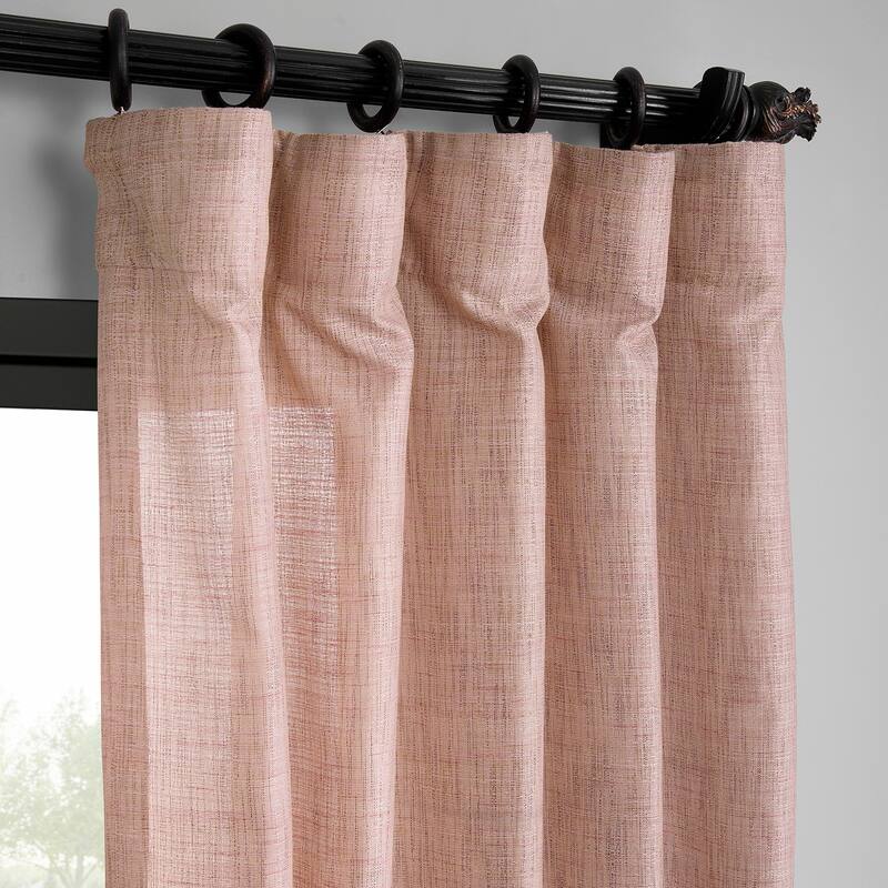 Exclusive Fabrics Raw Linen Weave Light Filtering Curtains for Bedroom & Living Room Curtains Pair - 2 Panel Drapes