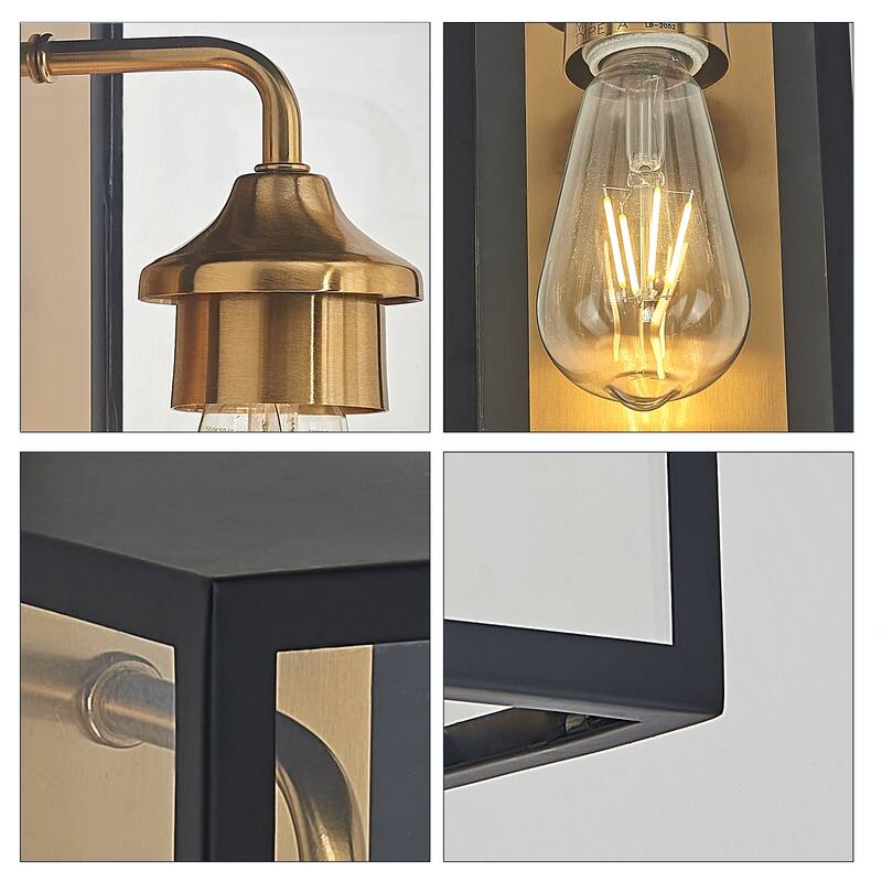 1 light 14 inch black and gold outdoor wall sconce